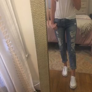 Boutique women’s distressed boyfriend jeans